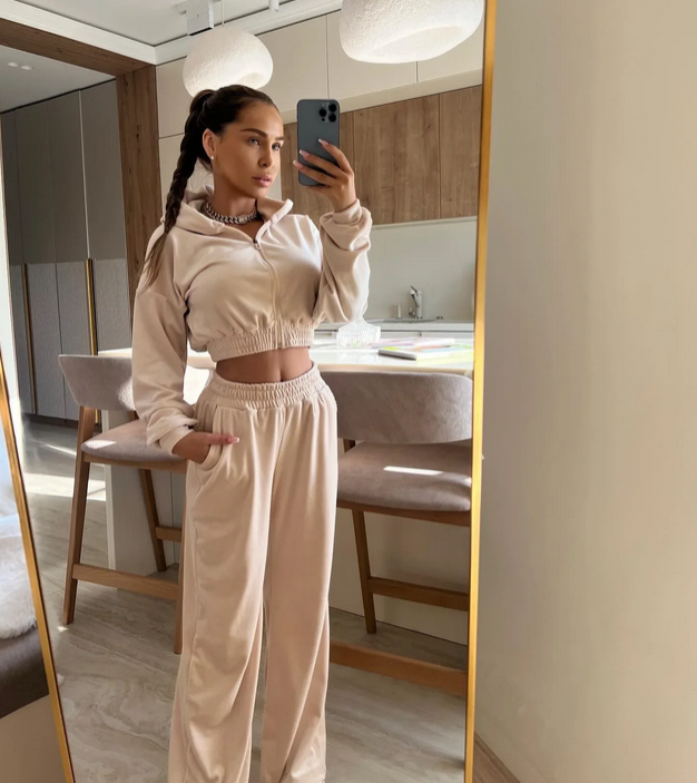  Casual Sweatshirt Loose Trousers 2-Piece Set