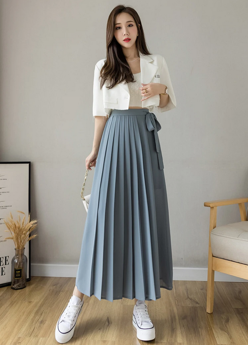 Women Pleated Chiffon Trousers High Waist